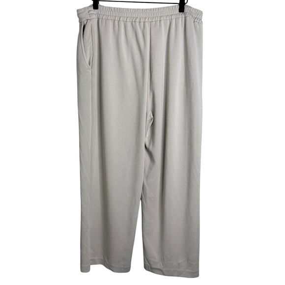Nicole Miller Wide Leg Light Gray Pants High Rise Elastic Waist Workwear XL - Picture 2 of 8